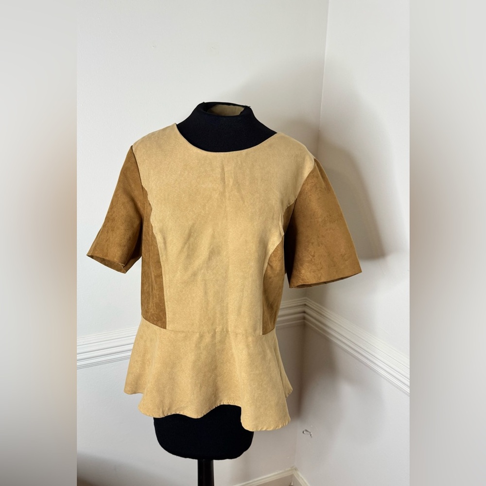 WD.NY Tan and Brown Women's Blouse